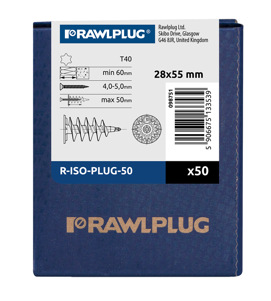 ISO-PLUG Isolerplugg för infästning i cellplast 50mm [50st/paket]